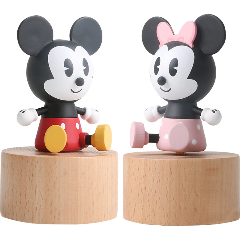 Disney genuine authorized Mickey/Minnie wooden cartoon rotating wooden Music Box Music Box decoration