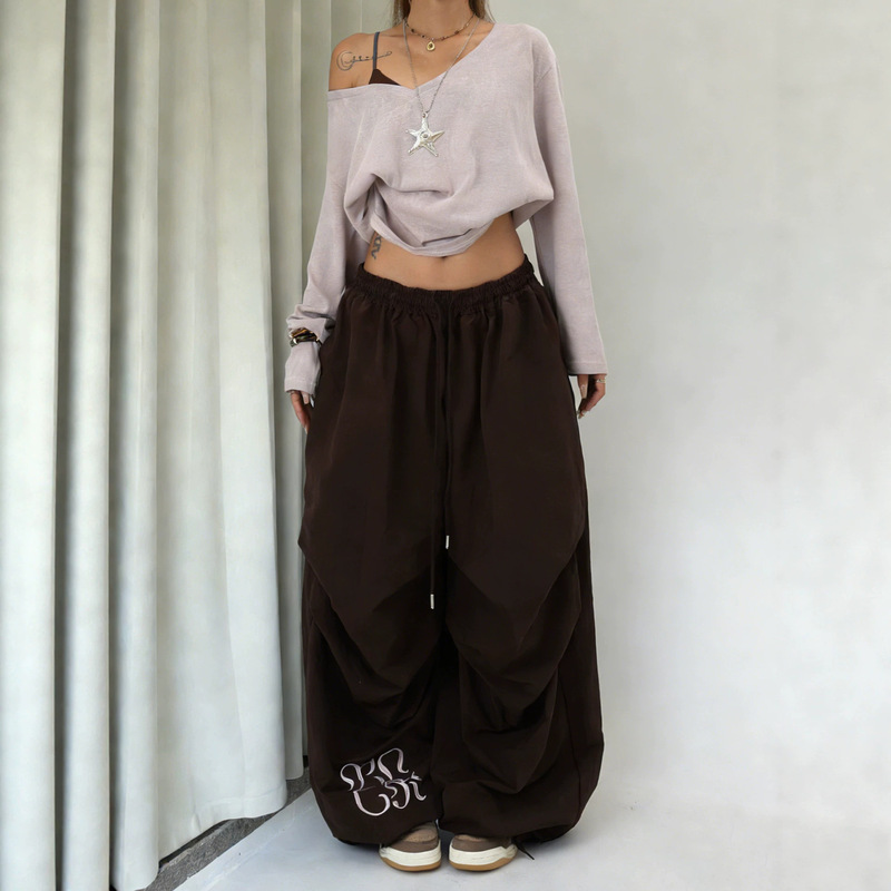 American Retro Paratrooper Sports Pants for Men and Women, Quick-Dry Work Pants, Summer Jazz Dance Pants, Loose Wide-Leg Pants