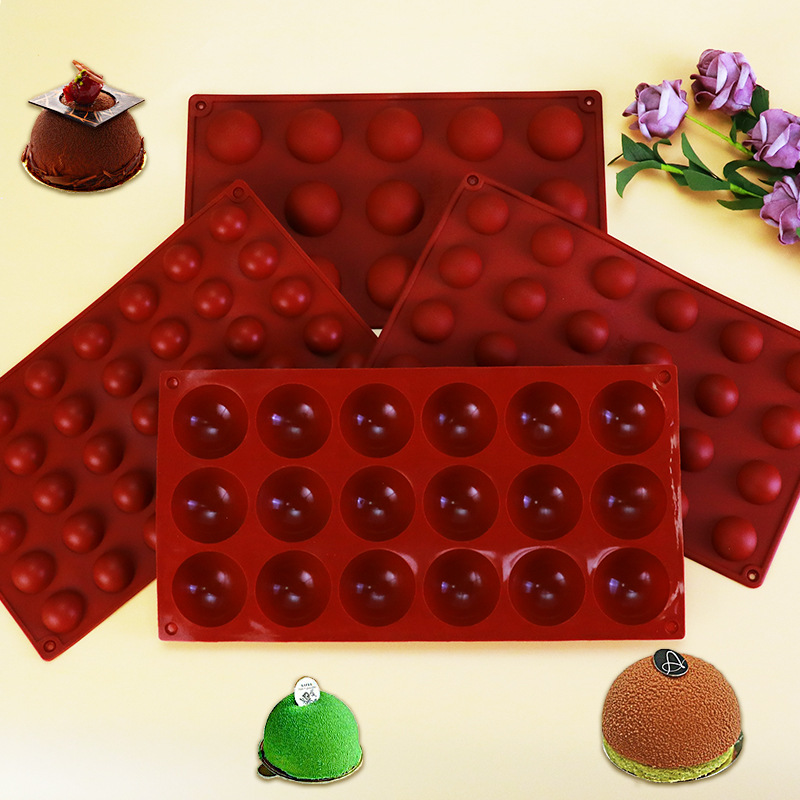 Semi-circular silicone cake mousse mold sandwich moon cake flow heart filling French dessert chocolate ball baking tools