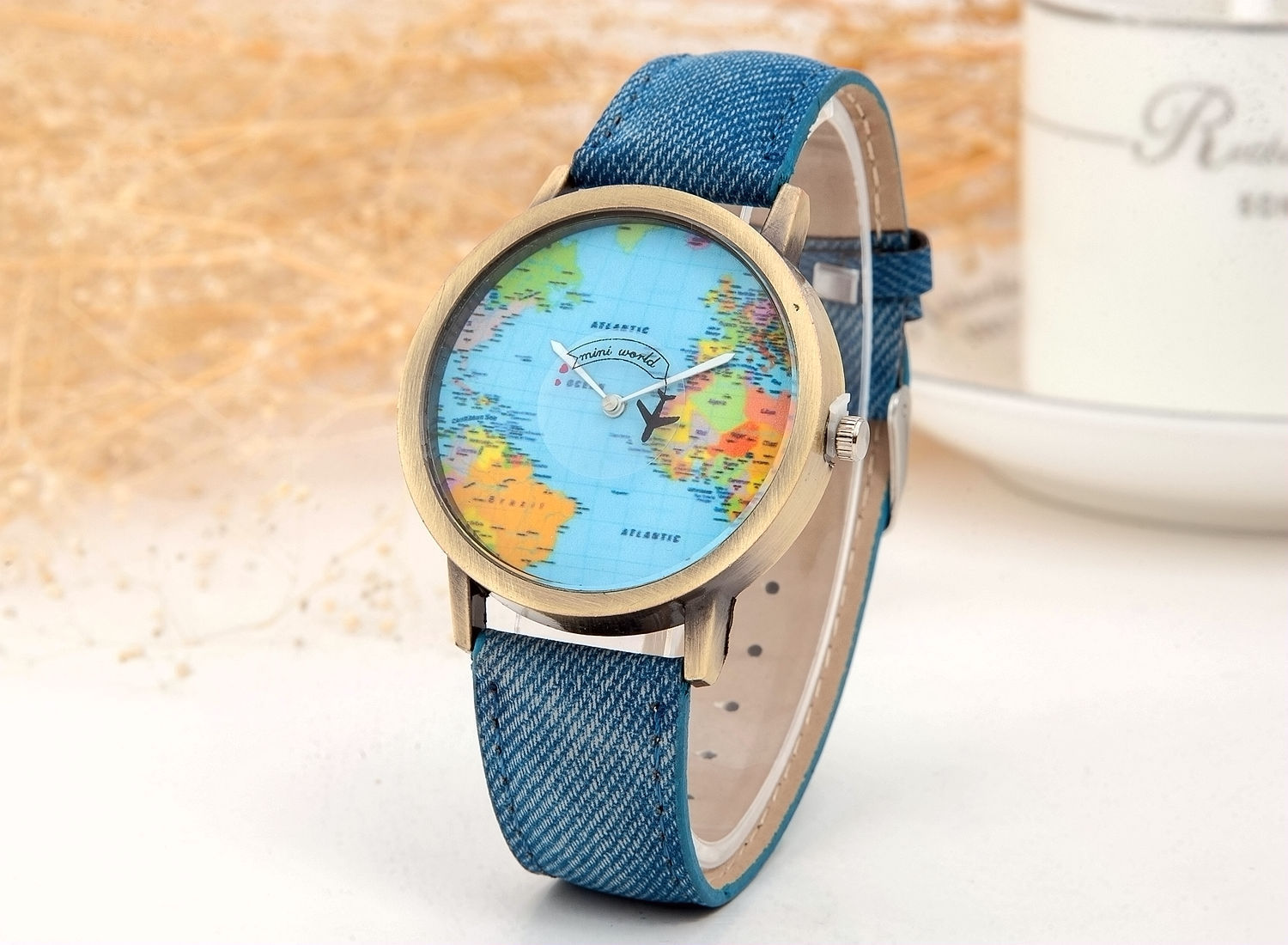 Hot selling circling the earth, cowboy belt watch, antique copper aircraft map belt, men's and women's watch_voghion.com