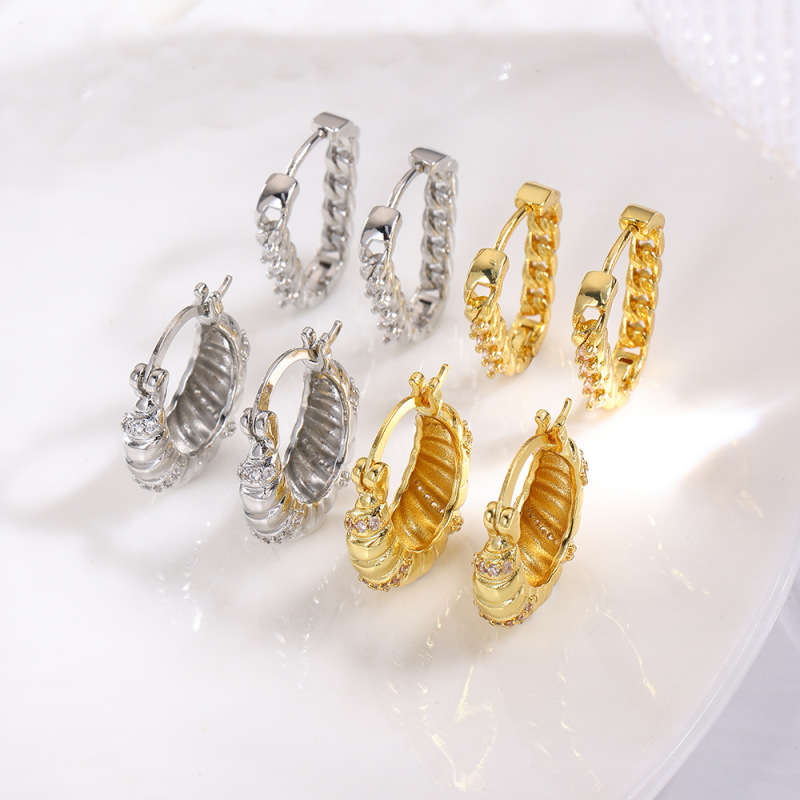 銅メッキ 18K ゴールドパーソナライズされたシンプルでファッショナブルな U 字型ツイストスレッドイヤリングイヤリングデザインパーソナライズされたスタイルのイヤリング|undefined