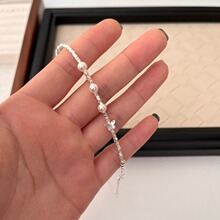 s925纯银碎银子施家珍珠蝴蝶手链女夏小众设计高级感简约百搭手饰