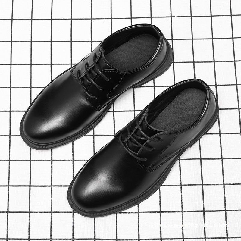 Spring and summer leather shoes, men's black shoes, business casual shoes, men's student shoes, height-increasing Martin boots, men's work shoes