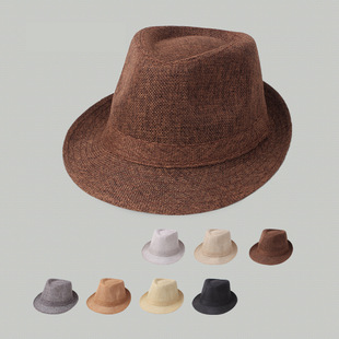 New Spring and Summer Linen Top Hat Jazz Hat Stage Hat Hemp Breathable Hat Men's Old Man Hat Grandpa Hat