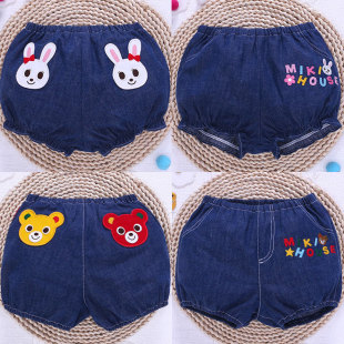 Spot miki children's clothing Japanese boys and girls cartoon bear rabbit denim shorts bloomers baby pumpkin pants pp pants