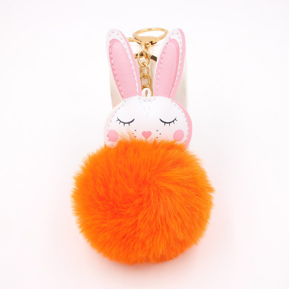 New Product Little White Rabbit Plush Ball Cute Car Key Ring Pendant Wallet Accessory Buckle display picture 6