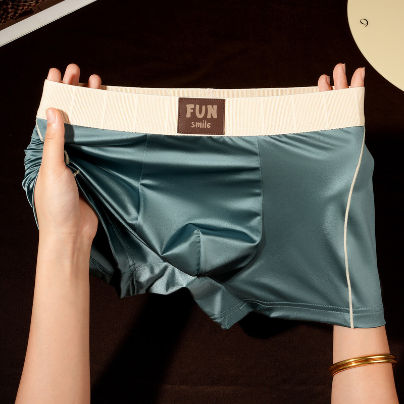 New High-End Light Luxury Satin Ice Silk Men's Underwear Men's Summer Breathable Quick-Drying Sports Boxer Briefs Boxer Shorts