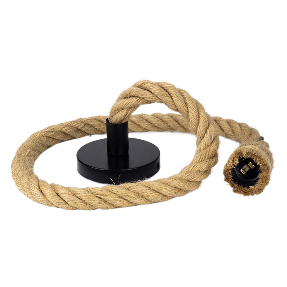 Sostenedor de la lámpara de cuerda de cáñamo de la vendimia colgante de alambre de estilo industrial titular de la lámpara de color natural E27 tornillo titular de la lámpara restaurante Cafe Lámpara decorativa