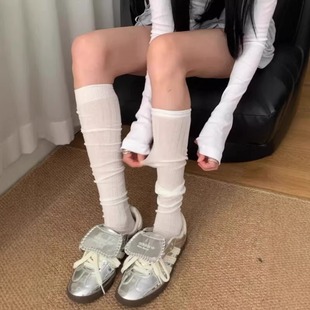 Ballet Style Socks Women's Mid-Calf Socks Spring & Fall Thin Breathable Summer White Pile Socks Long Socks Jk Sweet Girl