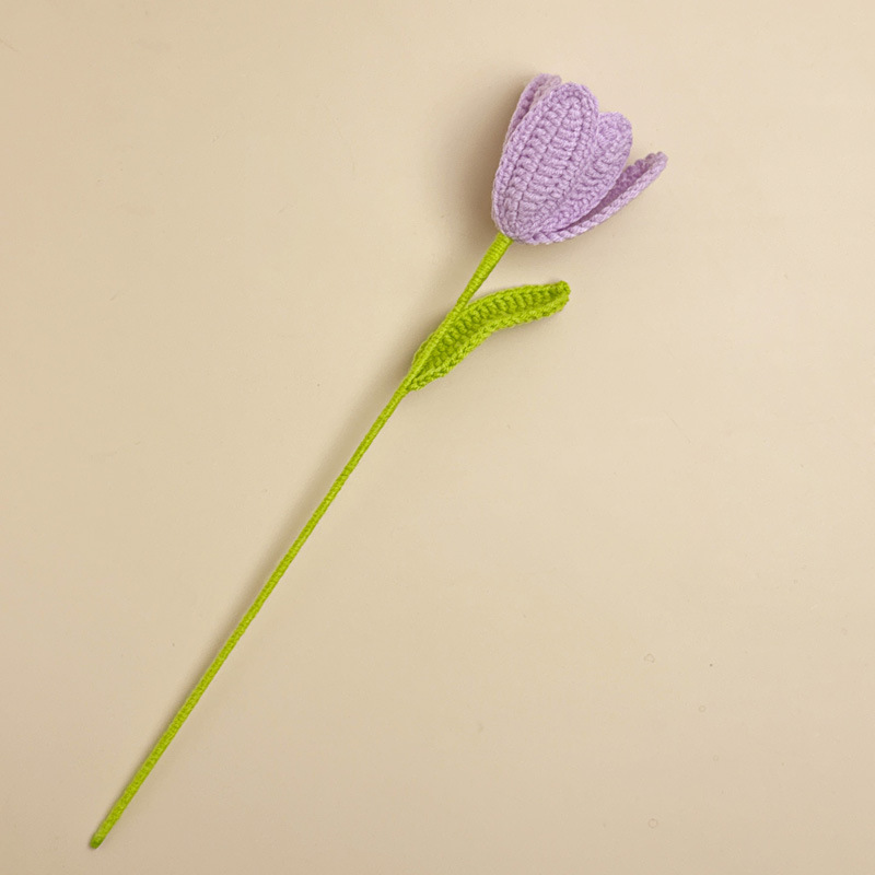 郁金香薰衣草玫瑰花手工钩针编织毛线仿真花创意家居装饰花束成品|undefined