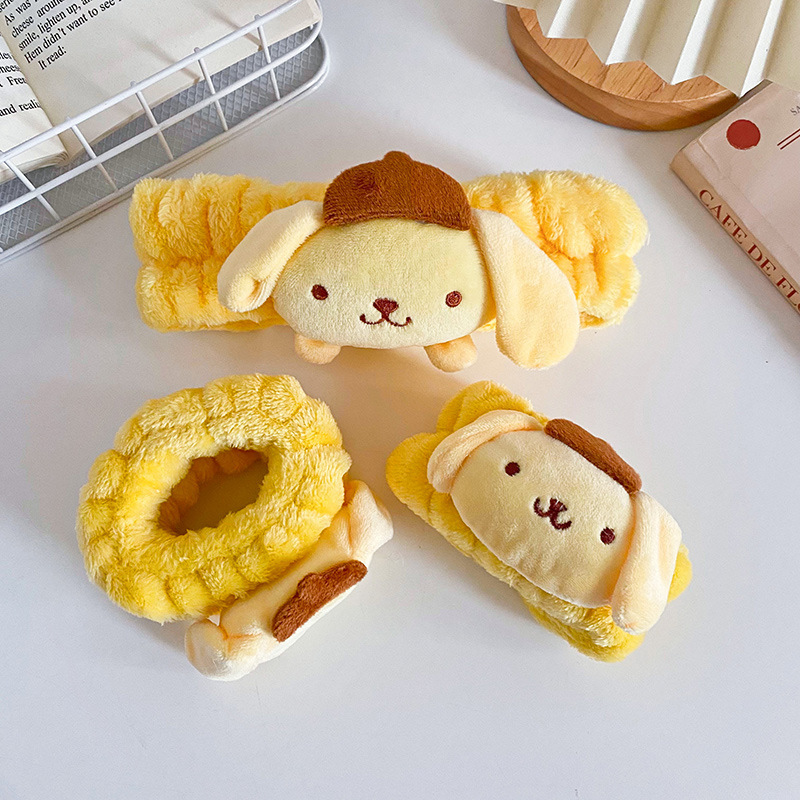 Círculos de dibujos animados correa de pelo pulsera femenina lavado de cara Yugui perro dibujos animados peluche correa de pelo pulsera franela suministro de tocado