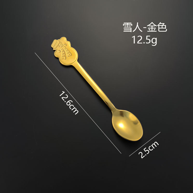 跨境不锈钢圣诞餐具甜品冰淇淋咖啡勺创意圣诞勺礼盒装圣诞勺套装|undefined