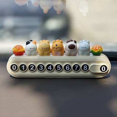 Nömrəli dayanma kartı Ornament, Temporary Parking Sign for Cars - big-orange-and-big-lucky-cute-cat-standing-style-hidden-number-plate-ornament
