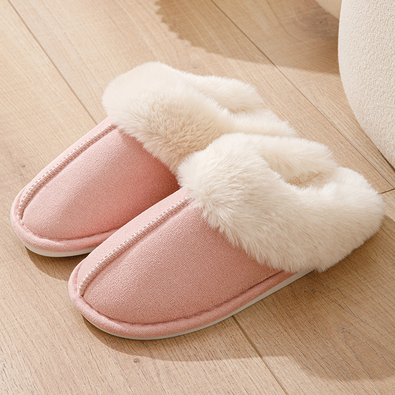 Zapatillas peludas para el hogar, parte inferior antideslizante de TPR, zapatillas peludas modernas y sencillas, zapatillas de algodón para mujer