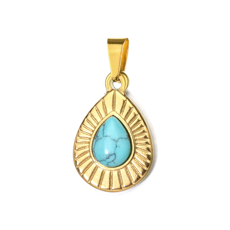 4g Weight Pendant Jewelry Making Type Natural Stone, Malachite, December Birthstone Turquoise Inlay Material 1 Piece Quantity Daily Occasion 304 Stainless Steel Material Water Droplets Pattern 2025 Spring and Summer Season Children Unisex Gender Plating Design Vintage Style, Classic Style Style Wholesale Jewelry Vintage Style Classic Style Water Droplets 304 Stainless Steel Natural Stone Malachite Turquoise Plating 6