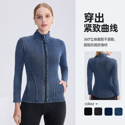 Women's High-Neck Slim-Fitting Zipper Yoga Jacket with Dual Pockets - Spring and Summer New Design, Casual Exercise Top for Outdoor Wear