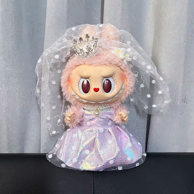 Ropa de muñeca de peluche de vinilo Labubu de 38cm para ropa de muñeca La Bu Time to Chill