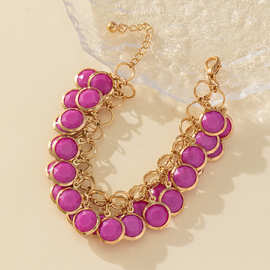 欧美新品气质女手镯拼接多层圆形糖果色鱼麟泡泡手链跨境货源