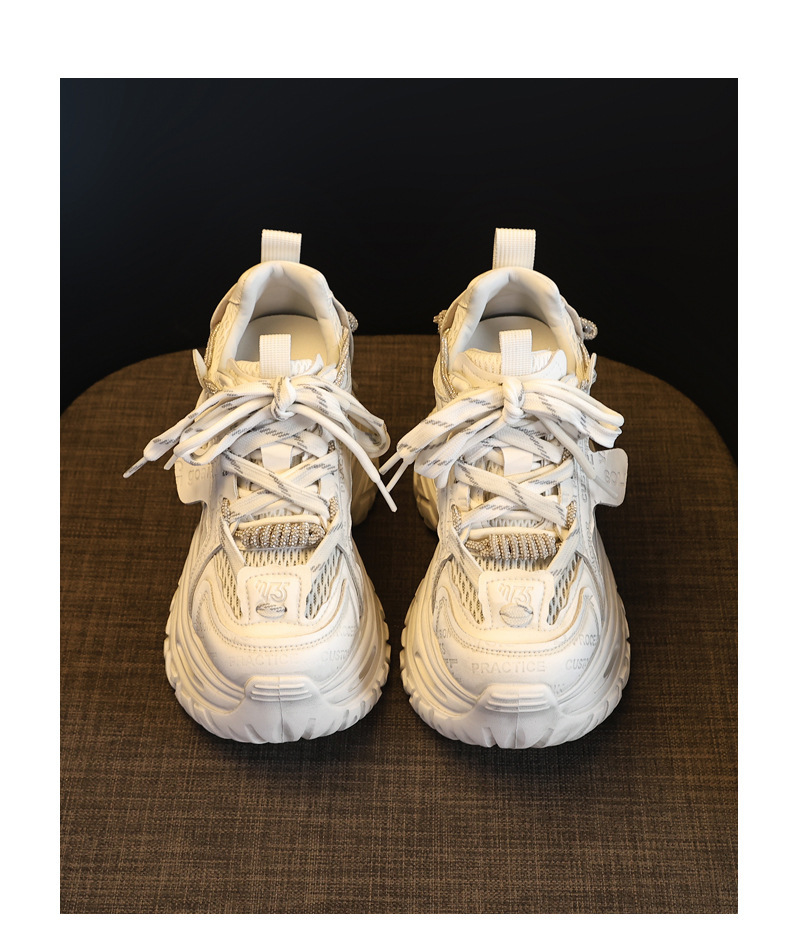 Giày sneaker nữ đế dày tăng chiều cao, lưới thoáng khí, phong cách thể thao — Tro thô chi tiết 18