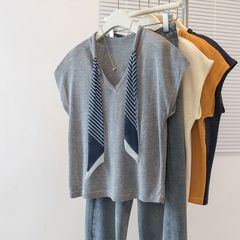 竹綿大きいサイズ韓国ネクタイスプライシング半袖 Tシャツ女性のための 2025 夏の新しいルーズ痩身ファッショントップ