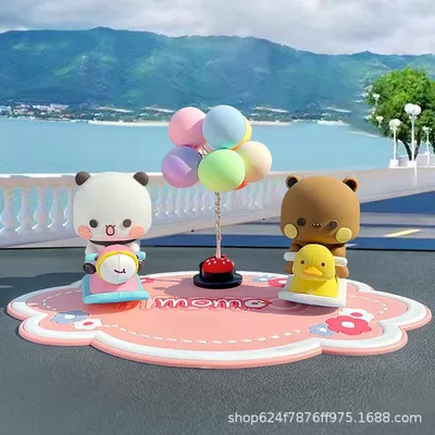 Car ornaments – One Two Bubu Desktop Doll - seesaw-one-or-two-bubu-pink-mat-balloon