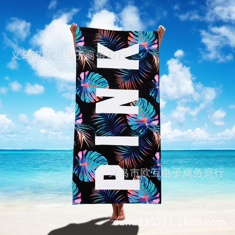 Cross-border towel leopard print p.ink reactive printed soft swimming bath towel beach mat anti-sand quick-drying beach towel