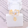 Adjustable ring, zirconium, cute universal jewelry, Korean style, flowered, on index finger