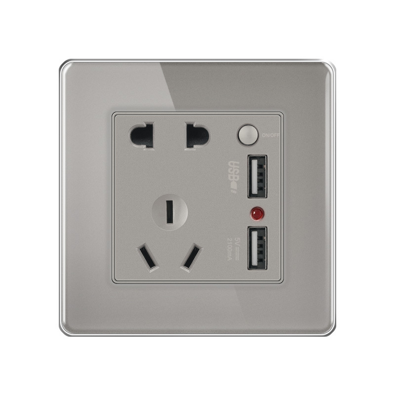 FIKO Hotel Home Double Two USB Two -Polar Specs Blocking Panel socket 86 dark installation