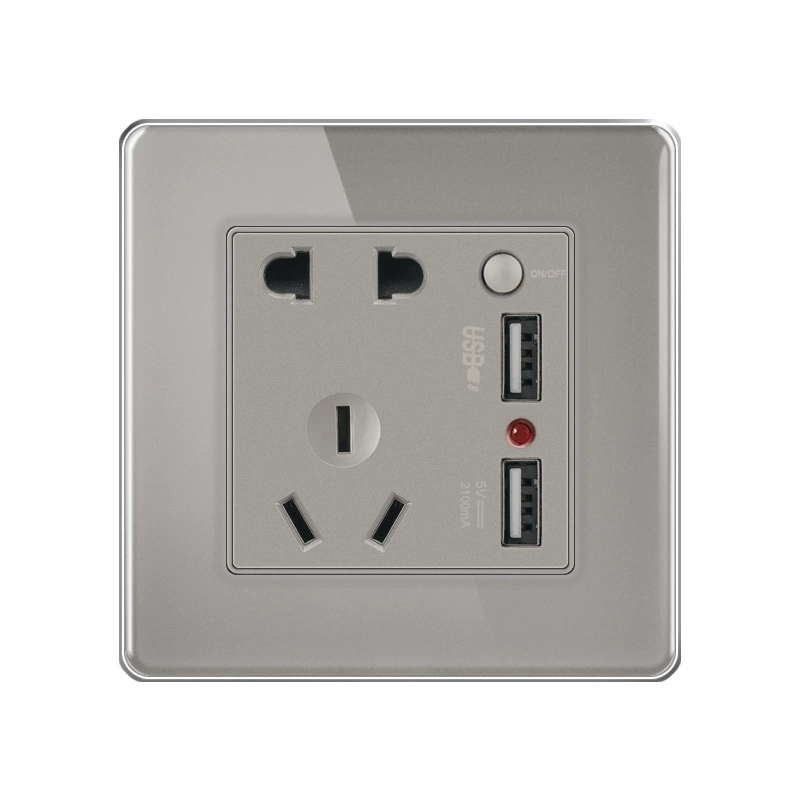 FIKO Hotel Home Double Two USB Two-Polar Specs Blocking Panel socket 86 dark installation