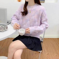 艾！D108渐变亮丝麻花套头毛衣长62-仅供货经销商不退换