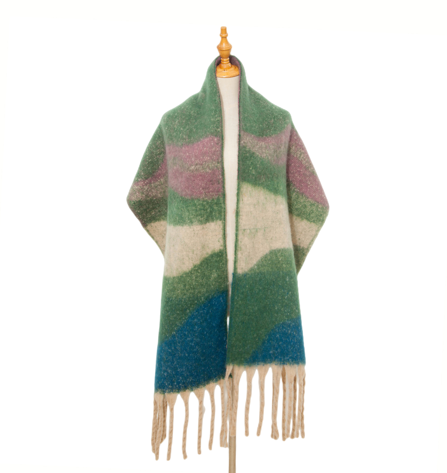 Color Block Pattern Winter Season Women's Gender Elegant, Basic, Streetwear Style Women's Elegant Basic Streetwear Color Block Polyester Scarf