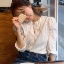 2023夏季韩范蕾丝花边减龄百搭显瘦休闲泡泡袖设计感上衣女衬衫