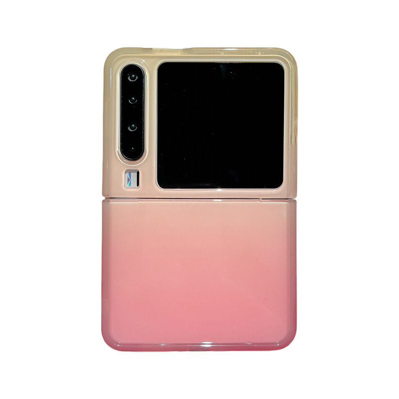 Huawei pura x 携帯電話ケースに適したイエローパウダーグラデーション purax 折りたたみスクリーンシンプルなシリコンハンドロープ女性保護カバー|undefined
