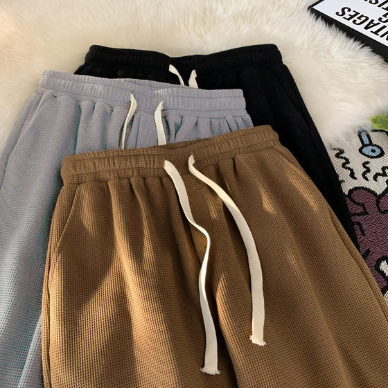 Waffle shorts men's summer thin new loose casual sports fashion brand beach American five-point pants