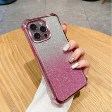 适用iPhone16e电镀闪粉手机壳tpu全包苹果15Promax四角防摔保护套