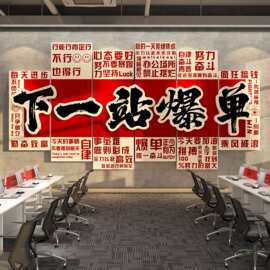 双十一11办公室墙面装饰企业公司文化墙氛围布置励志标语爆单贴画