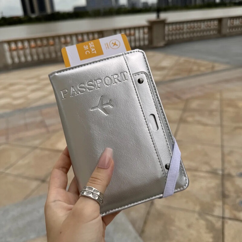 小众韩系银灰色护照夹高颜值出国旅游身份证件收纳套卡包高级感|undefined