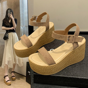 Foreign Trade Korean Style Sandals Women's Summer 2023 New Fairy Style High Heel Wedge Heel Platform Thick Sole Women's Shoes