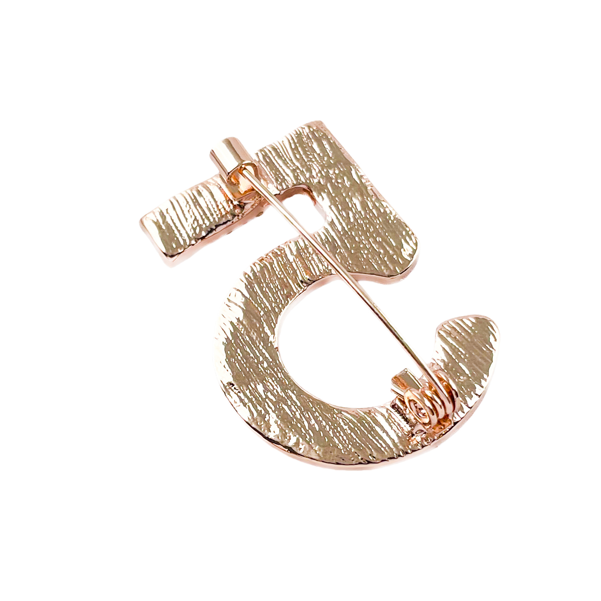 Cross-Border New Hot-Selling Korean-Style Number 5 Rhinestone Brooch, Fashionable Women's Clothing Accessory Brooch