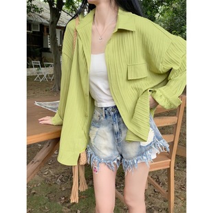 Large Size French Design Sense Long Sleeve Sun Protection Shirt Spring and Summer Niche Chic Small Shirt Shirt Jacket