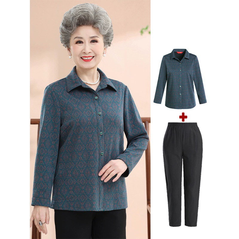 Весенняя рубашка с длинными рукавами для женщин среднего и пожилого возраста, весенне-осеннее тонкое пальто, топ с лацканами для бабушки