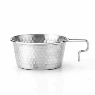 Cross-Border Hammered Snow Pull Bowl 304 Stainless Steel Picnic Bowl Snow Pull Cup Camping Style Outdoor Picnic Multi-Function Handle Bowl