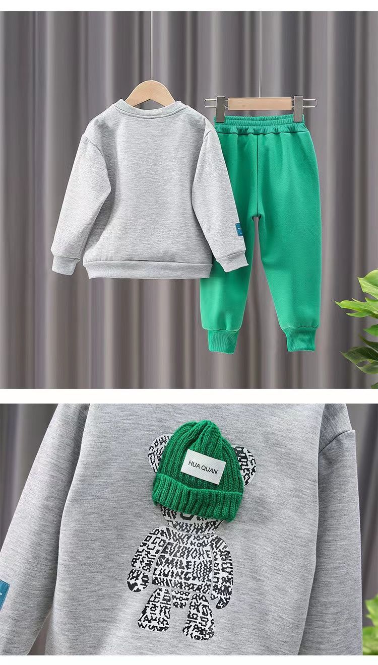 2023 neue Kleidung Jungen Mädchen Anzug kinder Frühjahr und Herbst Baumwolle Pullover Zwei Stücke_voghion.com