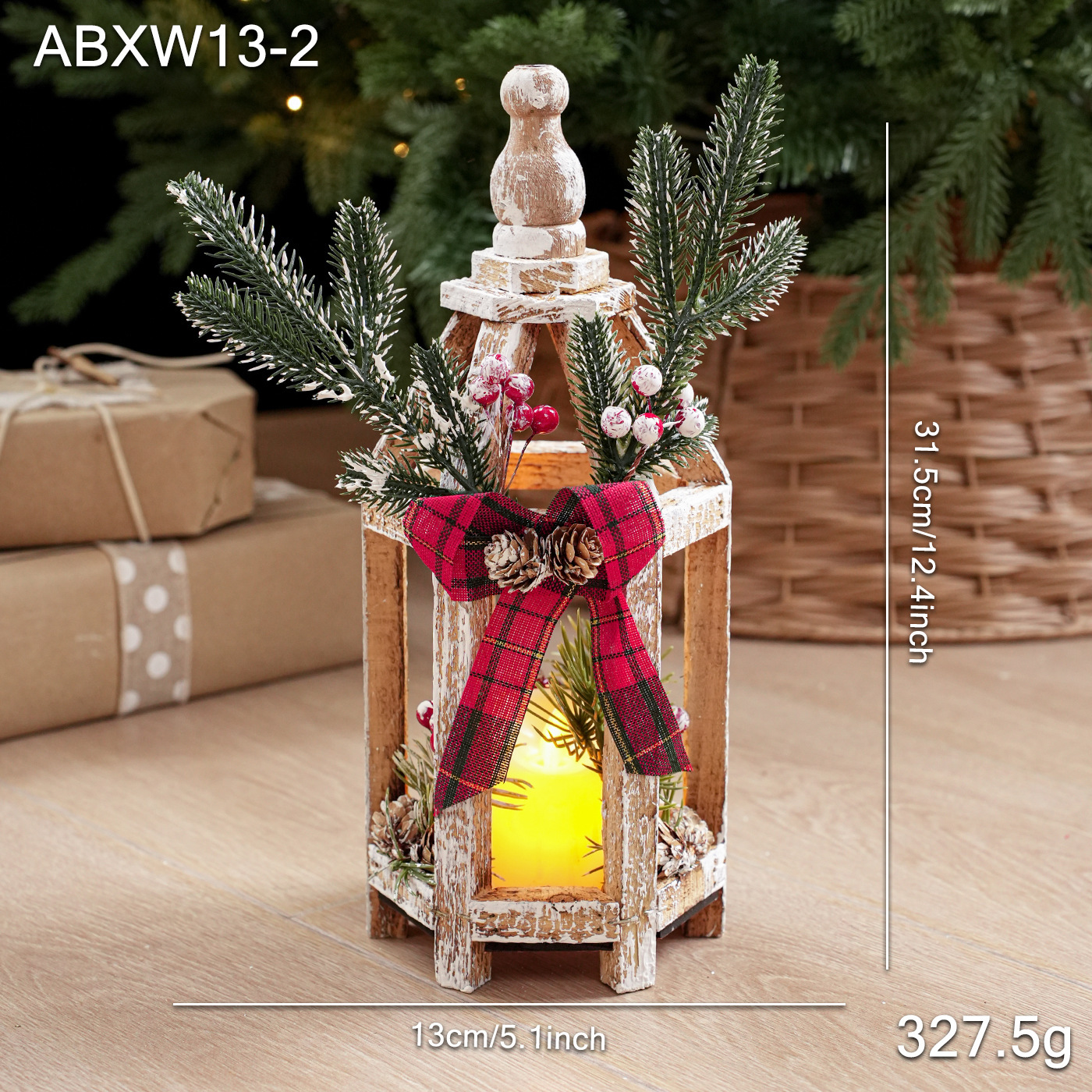 Lámpara de aceite de madera modelo B (incluyendo vela electrónica)