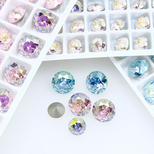 Dongzhou Crystal round pointed bottom drill DIY jewelry accessories K9 high-grade nail drill coated glass drill manufacturers wholesale