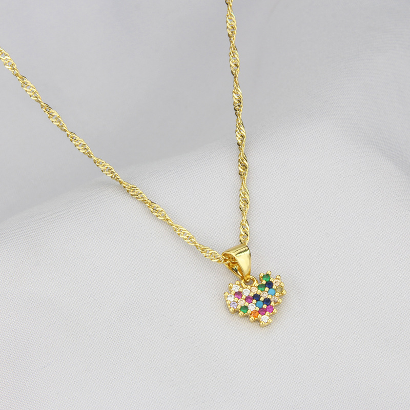 Colored Diamonds Simple Heart-shaped Pendant Necklace Wholesale Jewelry Nihaojewelry display picture 2