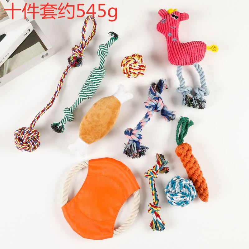 Amazon Новая хлопковая веревка для домашних животных Игрушка для молярного очищения зубов Интерактивная веревочная ручка Устойчивая к укусам Фрисби Игрушка для собак Костюм