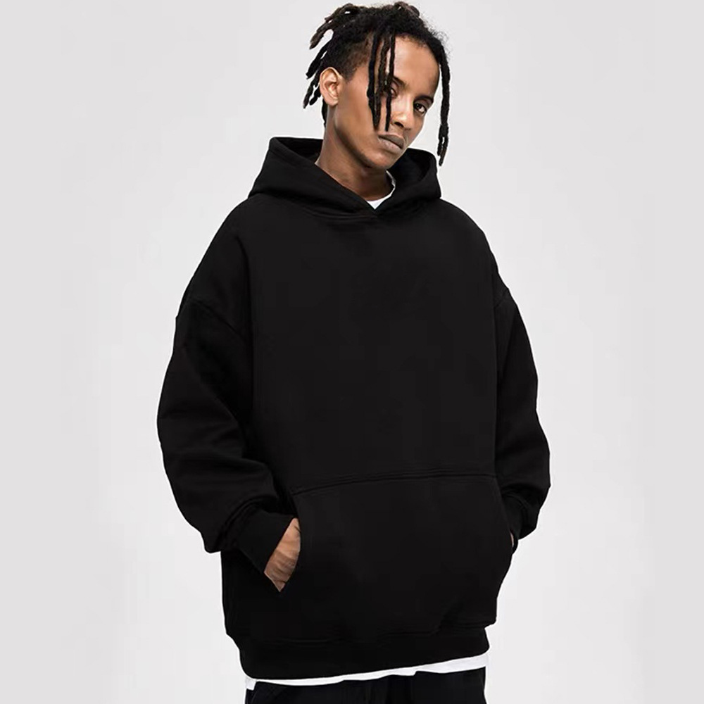 Cross-border pesado chaqueta con capuz para hombre Europa y los Estados Unidos otoño y invierno 2025 hombro caído chaqueta de moda americana de color sólido