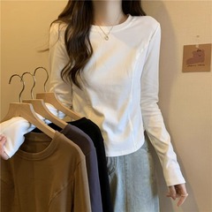 秋冬季2025年新款显瘦辣妹设计感长袖T恤衫女士修身打底上衣内搭