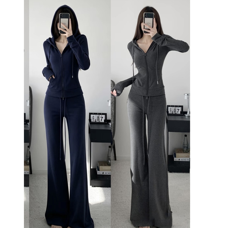 2026 New Autumn Collection: Ribbed Stretch Cotton Set with Pocketed Hooded Cardigan + Draped Leg-Lengthening Flared Pants Set 2026 New Autumn Collection: Ribbed Stretch Cotton Set with Pocketed Hooded Cardigan + Draped Leg-Lengthening Flared Pants Set